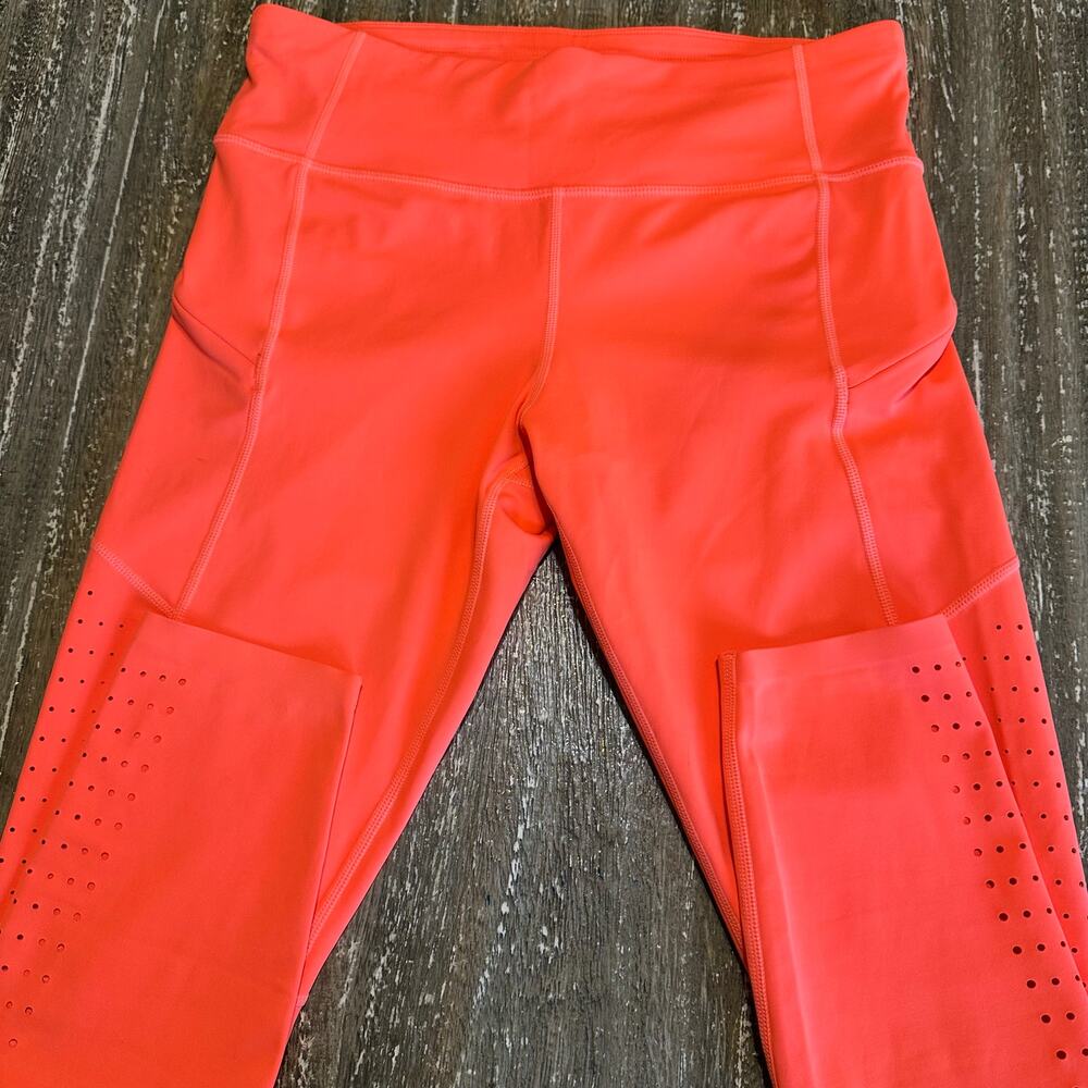 Athleta Performance Workout Leggings Side Vent Orange Women’s Size M